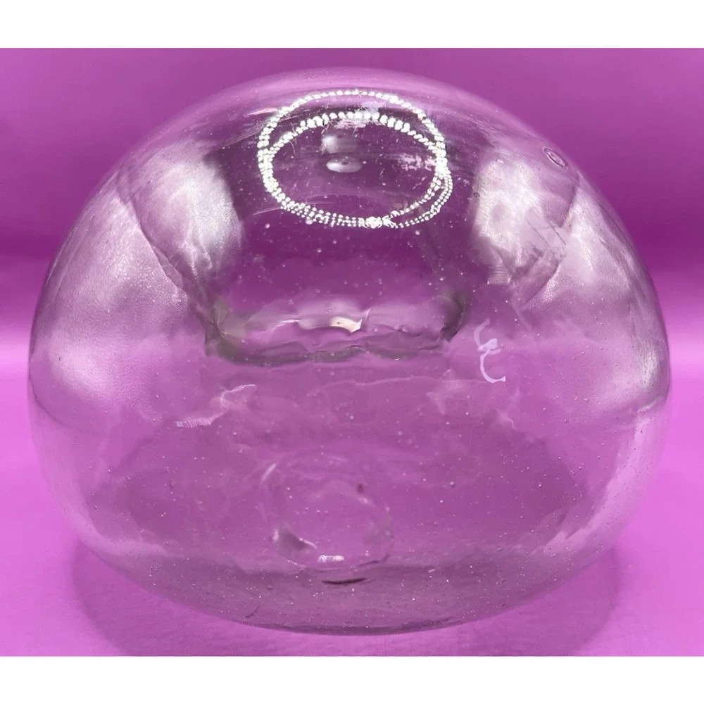 Folk Art Hand Blown Hanging Glass Clear Vase Only